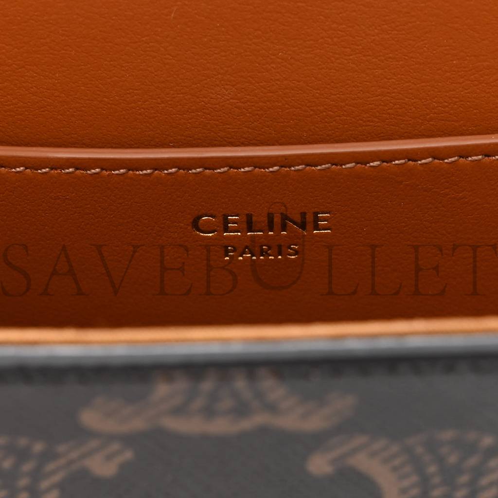 CELINE TRIOMPHE CANVAS CALFSKIN TABOU CLUTCH ON STRAP TAN (20*9*5cm)