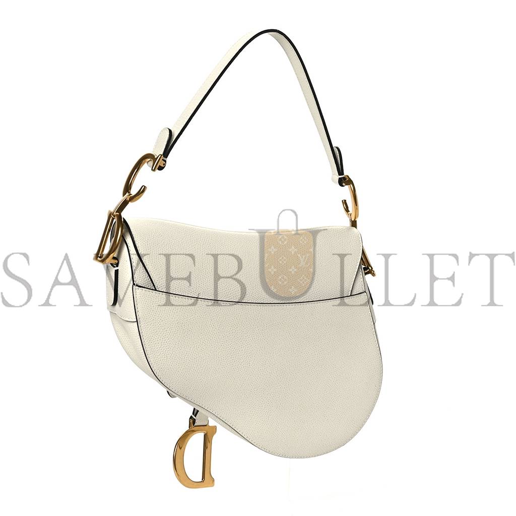 DIOR GRAINED CALFSKIN SADDLE BAG WHITE (24*20*7cm)