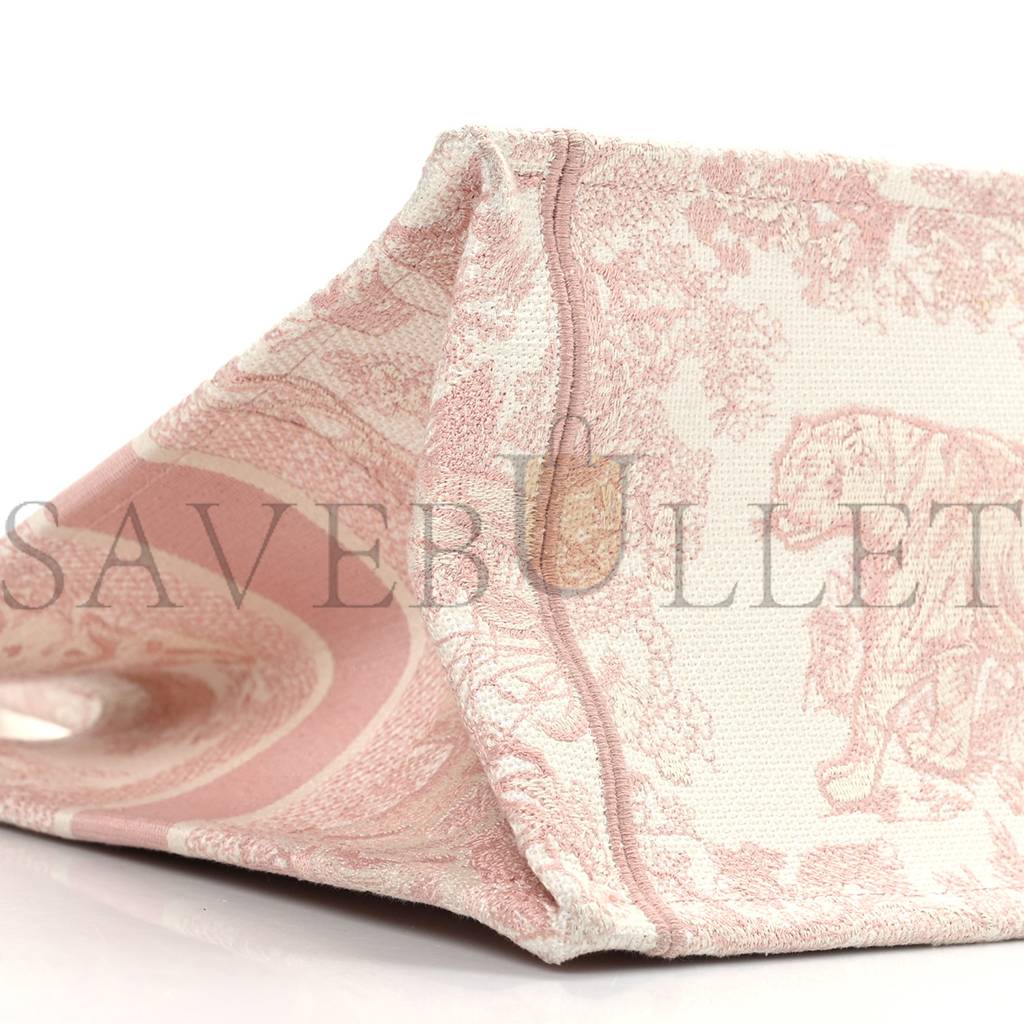 DIOR CANVAS TOILE DE JOUY EMBROIDERED MEDIUM BOOK TOTE PINK (36*27*12.1cm)